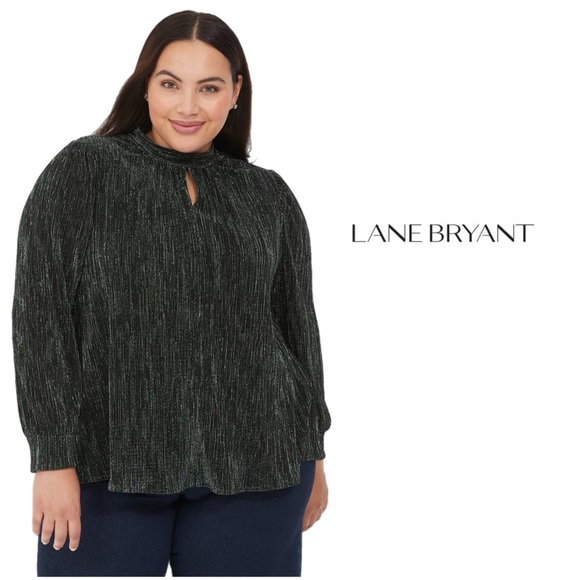 NEW Lane Bryant Women's Green Keyhole Fringe Top - Picture 1 of 10